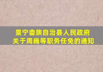 景宁畲族自治县人民政府 关于周巍等职务任免的通知